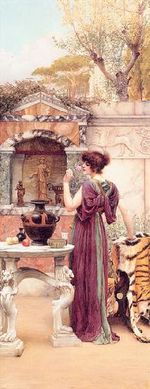 John William Godward At the Garden Shrine Pompeii oil painting picture